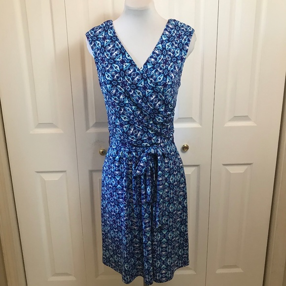 Coldwater Creek Dresses & Skirts - Coldwater Creek Indigo Abstract Floral Dress sz 4